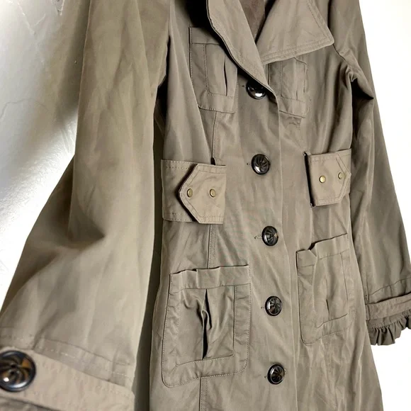 Women’s olive green tan Trench Coat - Picture 12 of 14